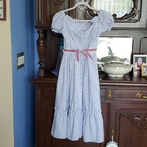 Striped long off shoulder dress